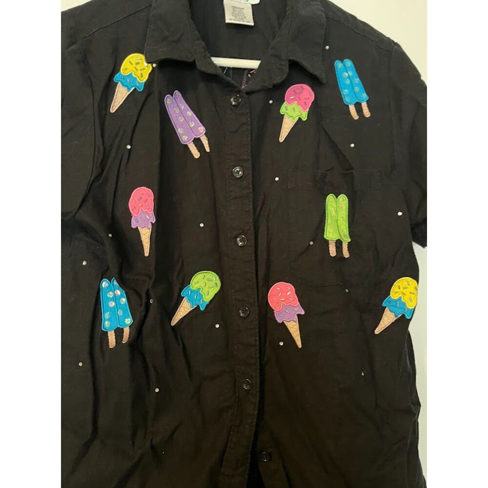 Quacker Factory Whimsical Black Jumper Dress Jacket Set Ice Cream Popsicle M - Picture 9 of 11